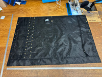 Nacra 18 Square catamaran trampoline with center lace. Made in America by skilled artisans at SLO Sail and Canvas. Adjustable hiking straps made of 3” Polypropylene webbing. Built-in aft line catcher, included. Hand pounded #4 brass spur grommets. 12” X 12” halyard pocket, included. 

