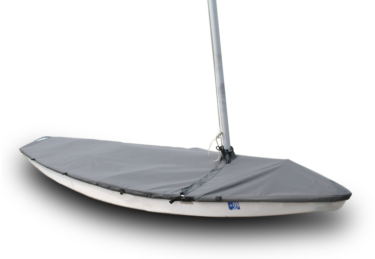 Sunfish Mast Up Flat Top Deck Cover shown in Polyester Charcoal Grey 