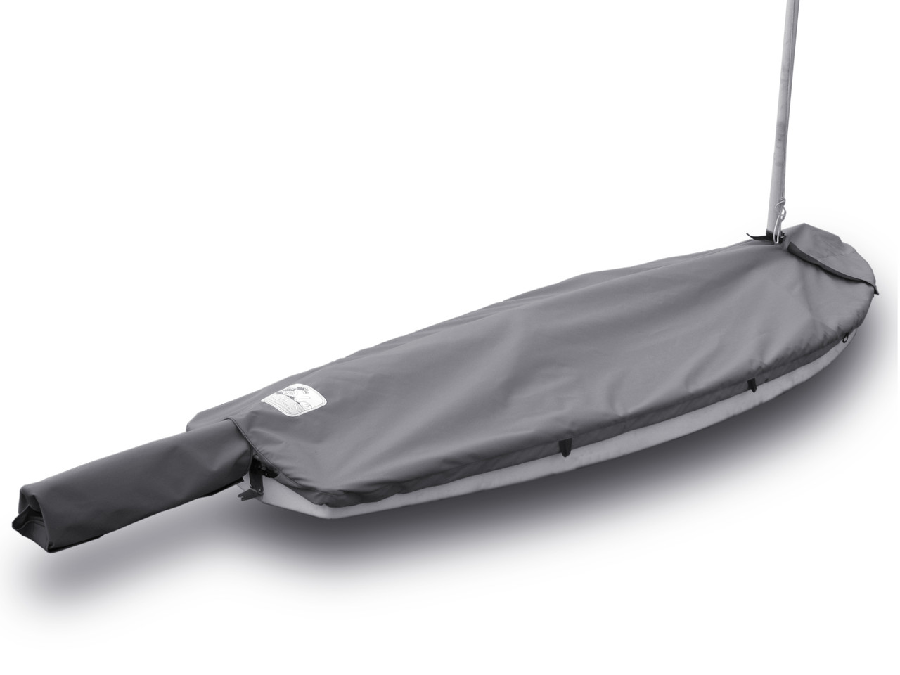 Sunfish Mast Up Flat Top Deck Cover shown in Polyester Charcoal Grey 
