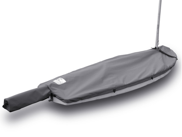 Sunfish Mast Up Flat Top Deck Cover shown in Polyester Charcoal Grey 