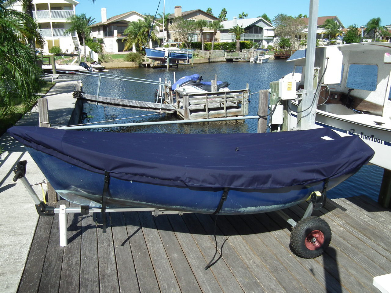 Bauer 10 Sailboat Top Cover - Polyester Navy Blue Deck Cover. Made in America by SLO Sail and Canvas. 