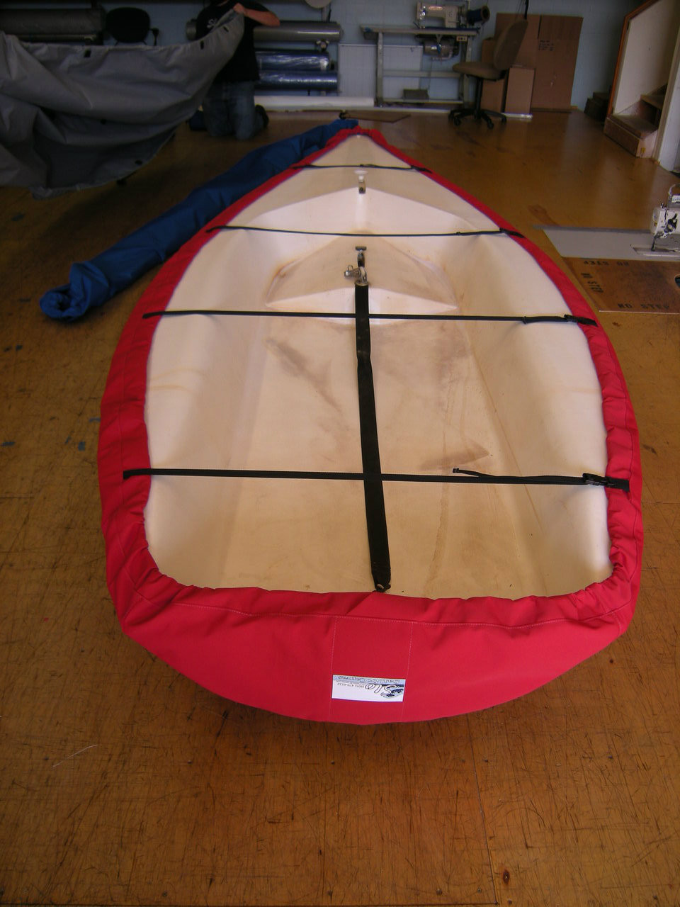 Holder 12 sailboat Bottom Cover by SLO Sail and Canvas. Polypropylene straps with plastic Fastex buckles, included. Cover shown in Sunbrella Jockey Red. Available in 3 fabrics and many color choices.


