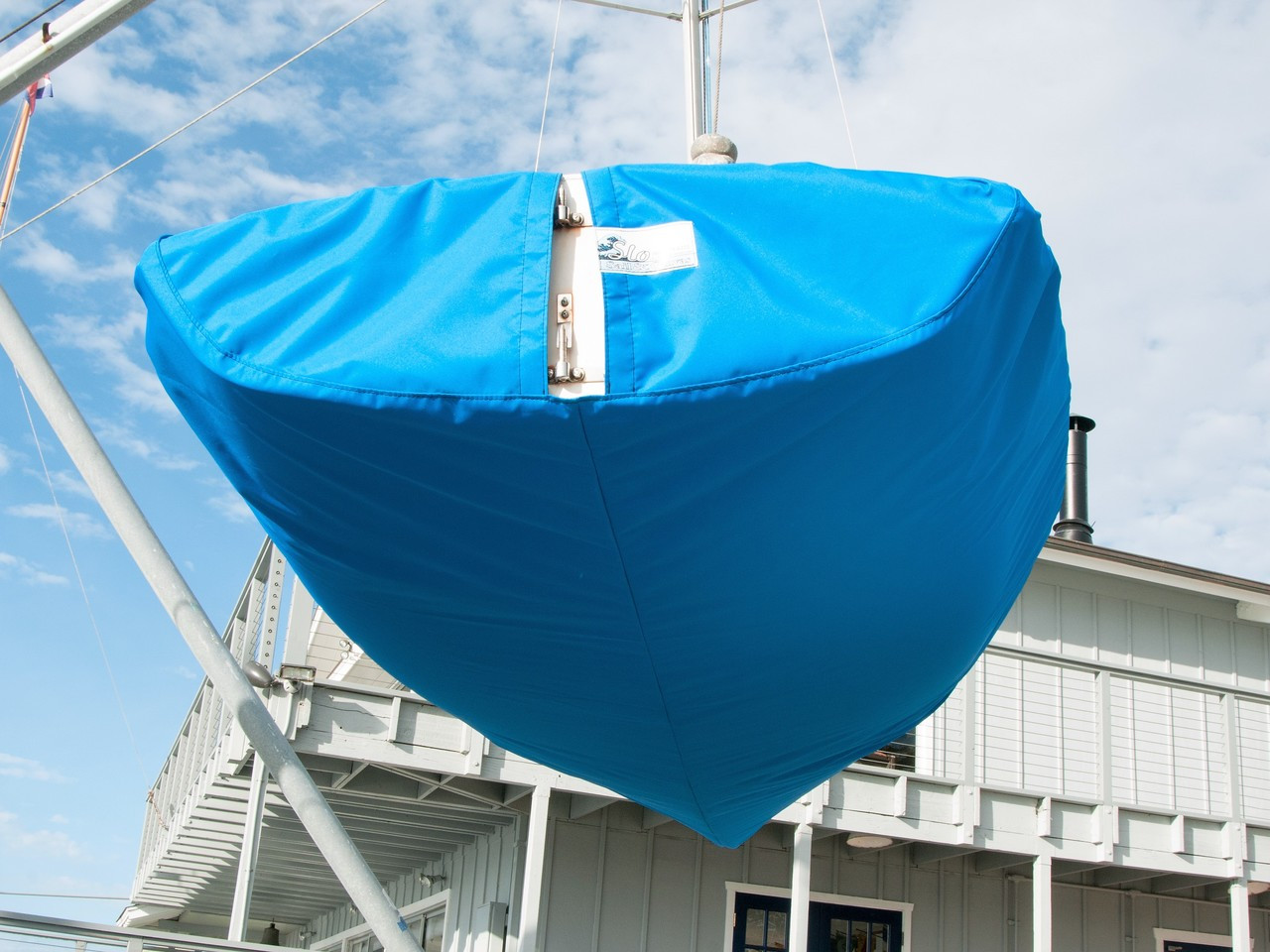 Hull Cover by SLO Sail and Canvas. Split Transom style shown.