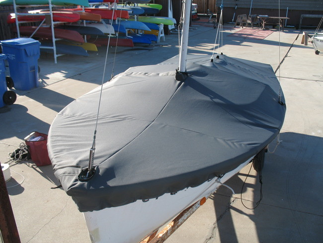 Vanguard 15 Sailboat Mooring Cover made in America by skilled artisans at SLO Sail and Canvas.
