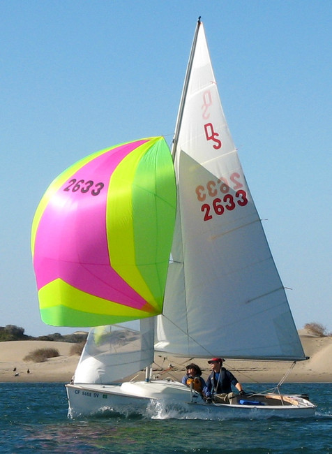 Race Level Spinnaker sail for use with an O'Day Daysailer. Made in the USA by SLO Sail and Canvas.
