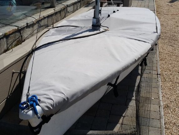 Laser II Sailboat Mast Up Flat Mooring Cover by SLO Sail and Canvas