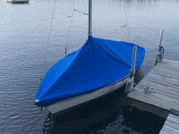 Holder 14 Sailboat Mast Up Peaked Morring Cover made in America by skilled artisans at SLO Sail and Canvas.
