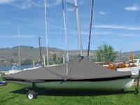 470 Sailboat Mast Up Peaked Cover made in America by skilled artisans at SLO Sail and Canvas.

