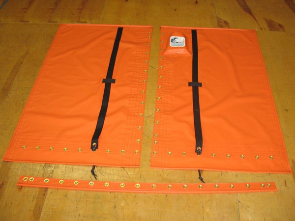 3pc Vinyl Trampoline to fit a Hobie® 14 catamaran made in America by skilled artisans at SLO Sail and Canvas. Adjustable hiking straps made of 2” polypropylene webbing. 12” X 12” Halyard pocket, included. Hand pounded #4 brass spur grommets.
