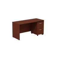 Bush Business Furniture Series C Package Credenza 60"W with 2-Drawer Mobile Pedestal Mahogany - SRC029MASU