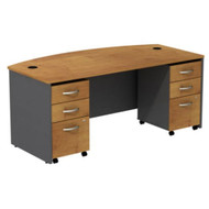 Bush Business Furniture Series C Package Bowfront Desk with 3 Drawer Mobile Pedestals Natural Cherry - SRC013NCSU