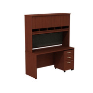 Bush Business Furniture Series C Package Desk with Hutch and Mobile File Cabinet in Mahogany 60"W x 24"D - SRC014MASU
