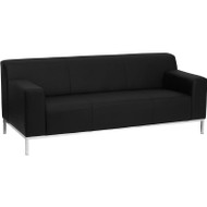 Flash Furniture Definity Series Contemporary Black Leather Sofa with Stainless Steel Frame - ZB-DEFINITY-8009-SOFA-BK-GG