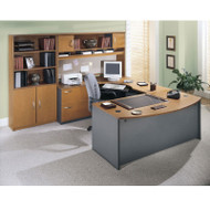 Bush Business Furniture Series C Package Executive U-Shaped Bowfront Desk Natural Cherry - NCPackageB