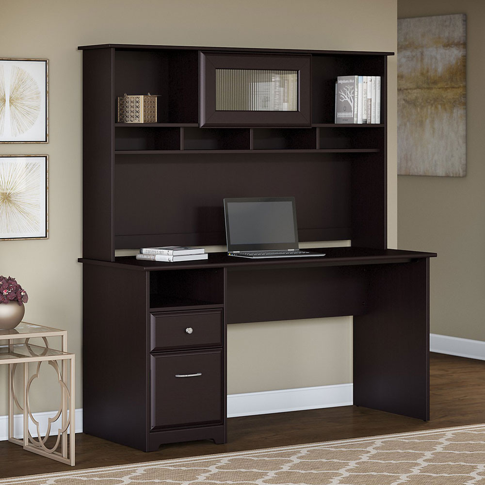 Bush Cabot Computer Desk W Hutch 60 Espresso Oak Cab042epo Ships Free