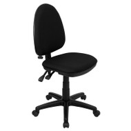Flash Furniture Mid Back Black Fabric Multi-Functional Task Chair with Adjustable Lumbar Support - WL-A654MG-BK-GG