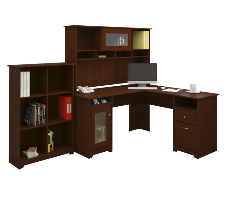 Bush Cabot Collection L Shaped Desk 60 Package Harvest Cherry Cab004hvc