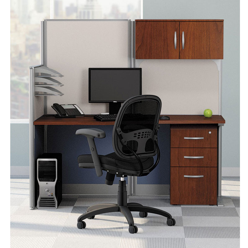 workstation with overhead cabinet