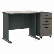 Bush Business Furniture Series A Desk with Mobile File Cabinet in Slate and White Spectrum 36"W - SRA024SLSU