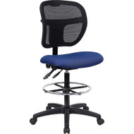 Flash Furniture Mid-Back Mesh Drafting Stool with Navy Fabric Seat - WL-A7671SYG-NVY-D-GG