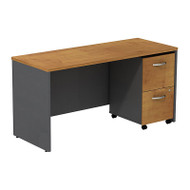 Bush Business Furniture Series C Package Credenza 72" with 2-Drawer Mobile Pedestal Natural Cherry - SRC030NCSU