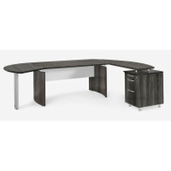 Mayline Medina Executive 72" Desk with Desk Ext, Right Return, and Center Drawer Gray Steel - MNT4-LGS