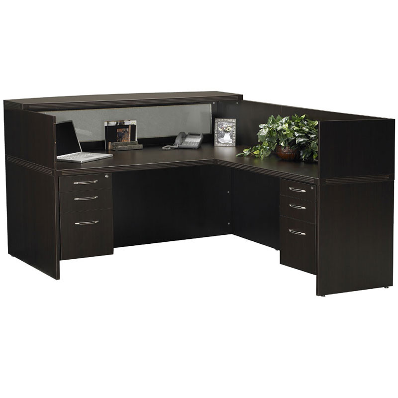Mayline Aberdeen Reception Desk L Shaped W 2 Pedestal File Drawers