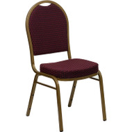 Flash Furniture Hercules Series Dome Back Stacking Banquet Chair with Burgundy Patterned Fabric - FD-C03-ALLGOLD-EFE1679-GG