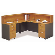 Bush Business Furniture Series C Package Executive L-Shaped Reception Desk Package Natural Cherry - NCPackageJ
