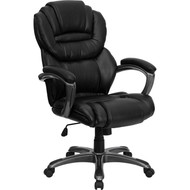 Flash Furniture High Back Black Leather Executive Office Chair with Leather Padded Loop Arms - GO-901-BK-GG