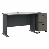 Bush Business Furniture Series A Desk with Mobile File Cabinet in Slate and White Spectrum 48"W - SRA025SLSU
