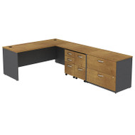 Bush Business Furniture Series C Package L-Shaped Desk with 3-Drawer Mobile Pedestal Natural Cherry - SRC0011NCSU