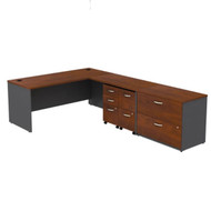 Bush Business Furniture Series C Executive L-Shaped Desk 72" with 3-Drawer Mobile Pedestal Hansen Cherry - SRC0011HCSU