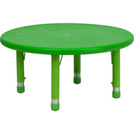 Flash Furniture 33'' Round Height Adjustable Green Plastic Activity Table YU-YCX-007-2-ROUND-TBL-GREEN-GG