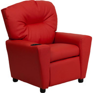 Flash Furniture Contemporary Kid's Recliner with Cup Holder Red Vinyl - BT-7950-KID-RED-GG