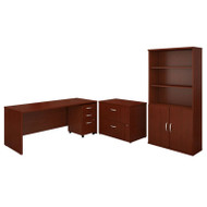 Bush Business Furniture Series C Package Desk with File Storage and Bookcase Mahogany - SRC097MASU