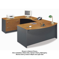 Bush Business Furniture Series C Package Executive U-Shaped Bowfront Desk Natural Cherry - NCPackageG