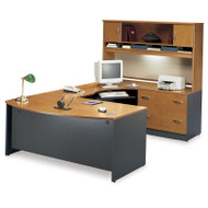 Bush Business Furniture Series C Package Executive U-Shaped Bowfront Desk Natural Cherry - NCPackageD