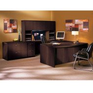 Mayline Aberdeen Executive U-Shaped Desk 72 w/Wood Door Hutch Package Mocha - AT10