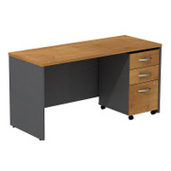 Bush Business Furniture Series C Package Desk with Mobile File Cabinet in Natural Cherry 72"W x 24"D - SRC026NCSU
