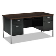HON 34000 Series Double Pedestal Metal Desk 60" - Mocha/Black - 34962MOP