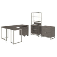 Kathy Ireland by Bush Method Collection 72W L-Shaped Desk with Bookcase and File Storage Cocoa - MTH029COSU