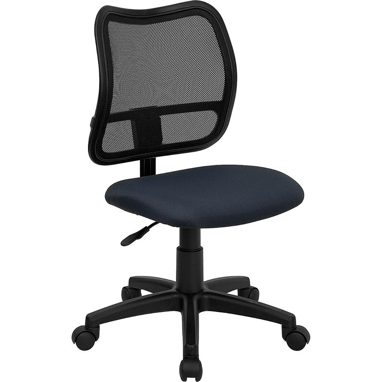 Flash Furniture WL-A277-NVY-A-GG Mid-Back Mesh Task Chair with Navy Blue Fabric Seat//Arms
