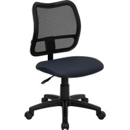 Flash Furniture Mid Back Mesh Task Chair with Navy Blue Fabric Seat and Arms - WL-A277-NVY-A-GG