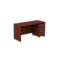 Bush Business Furniture Series C Package Desk 66"W with 2-Drawer Mobile Pedestal Mahogany - SRC028MASU