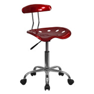 Flash Furniture Vibrant Wine Red and Chrome Computer Task Chair with Tractor Seat - LF-214-WINERED-GG