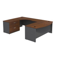 Bush Business Furniture Series C Executive U-Shaped Bowfront Desk 72" with Lateral File Hansen Cherry Left - SRC019HCLSU