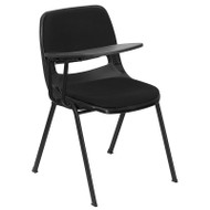Flash Furniture Black Plastic Shell-Chair with Padded Seat and Right Tablet - RUT-EO1-01-PAD-RTAB-GG
