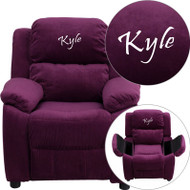 Flash Furniture Kid's Recliner with Storage Dreamweaver Embroiderable Purple Microfiber - BT-7985-KID-MIC-PUR-EMB-GG