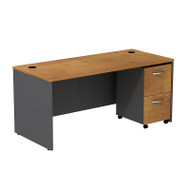 Bush Business Furniture Series C Package Desk with 2 Drawer Mobile Pedestal Natural Cherry - SRC028NCSU